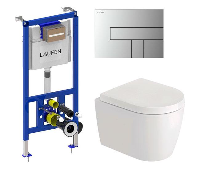 Duravit Me by Starck Compact Rimless toiletpakke inkl. s&aelig;de m/softclose, cisterne, Wondergliss og krom AW100 betjening