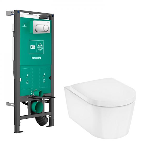 hansgrohe EluPura S rimless v&aelig;gh&aelig;ngt toilet inkl. s&aelig;de, cisterne og betjening i krom