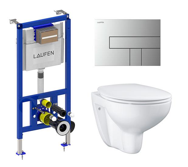 Grohe Bau Rimless toiletpakke inkl. sæde m/softclose, cisterne og krom AW100 betjening