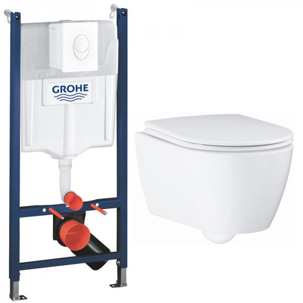 Grohe Essence Rimless toiletpakke inkl. sæde m/soft-close, cisterne og hvid betjening