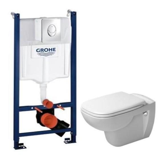 Duravit D-Code RIMless toiletpakke inkl. sæde m/softclose, cisterne og krom betjening