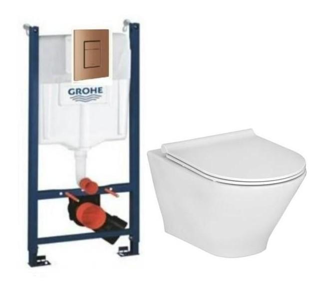 Laufen Roca Gap round RIMless toiletpakke inkl. sæde m/softclose, cisterne og kobber betjening