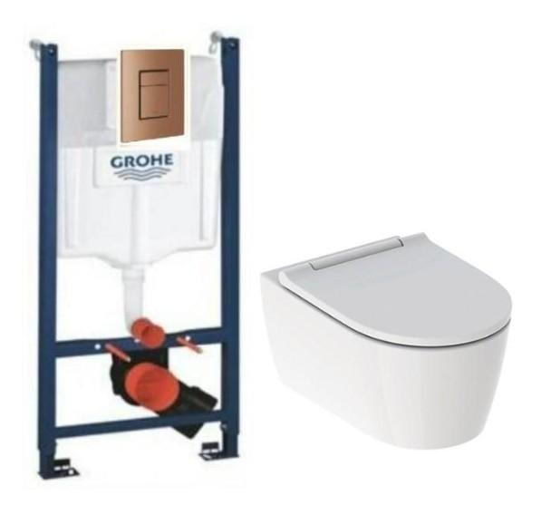 Geberit ONE RIMLess toiletpakke inkl. sæde m/soft-close, cisterne og kobber betjening