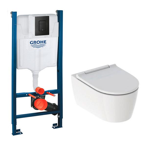 Geberit ONE RIMLess toiletpakke inkl. sæde m/soft-close, cisterne og mat sort betjening