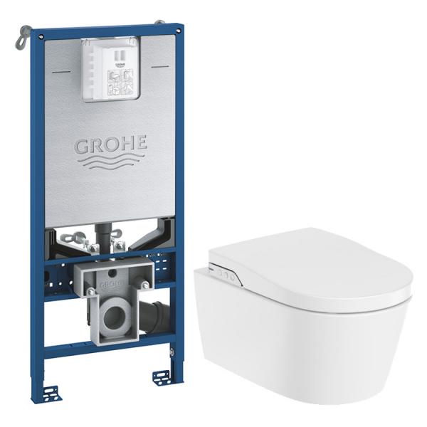 Roca Inspira RIMless dusch toiletpakke m/softclose sæde og Grohe SLX cisterne