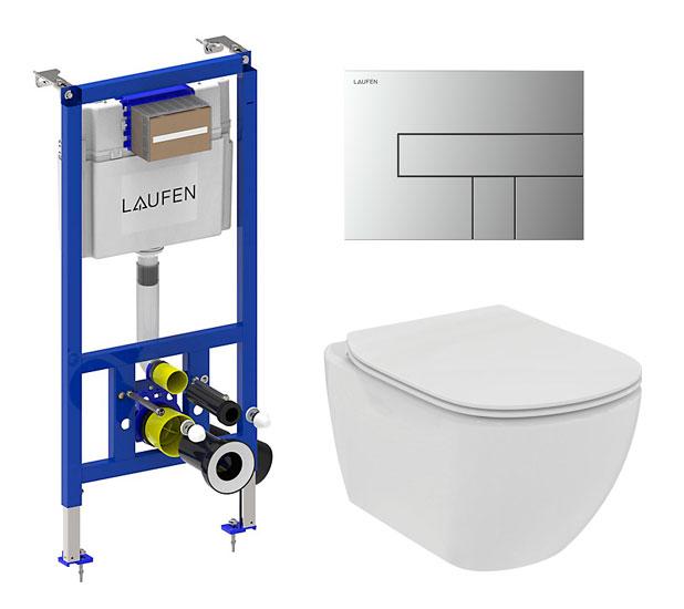 Ideal Standard Tesi RIMless+ toiletpakke inkl. sæde m/softclose, cisterne og krom AW100 betjening