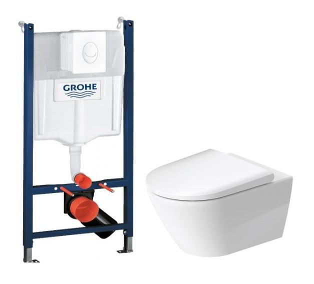 Duravit D-neo Rimless toiletpakke inkl. sæde m/soft-close, cisterne og hvid betjening