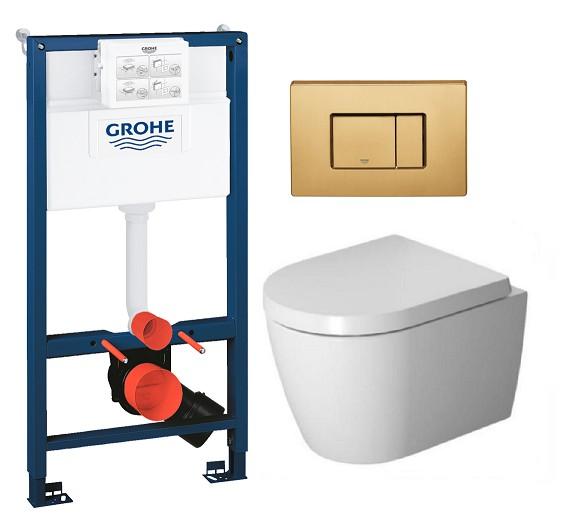 Duravit Me by Starck Compact Rimless toiletpakke inkl. sæde m/soft-close, mellem cisterne og messing betjening