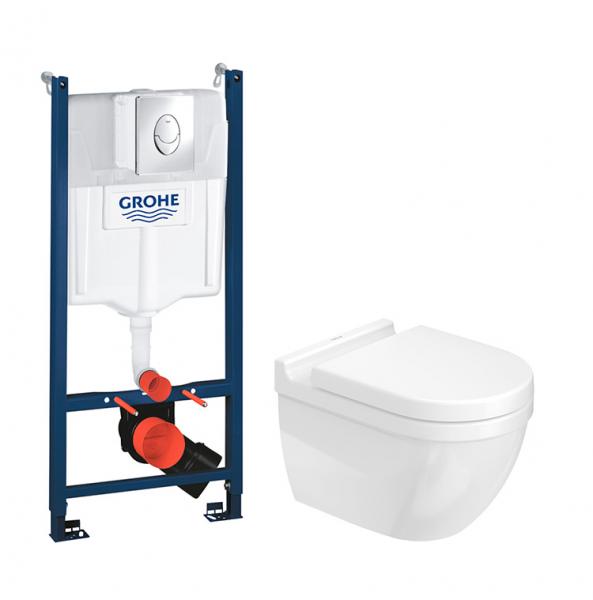 Duravit Starck 3 RIMless toiletpakke inkl. cisterne, krom betjening og toiletsæde m/soft-close
