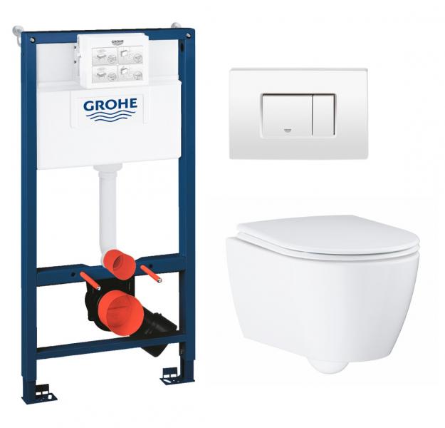 Grohe Essence Rimless toiletpakke inkl. sæde m/soft-close, mellem cisterne og hvid betjening