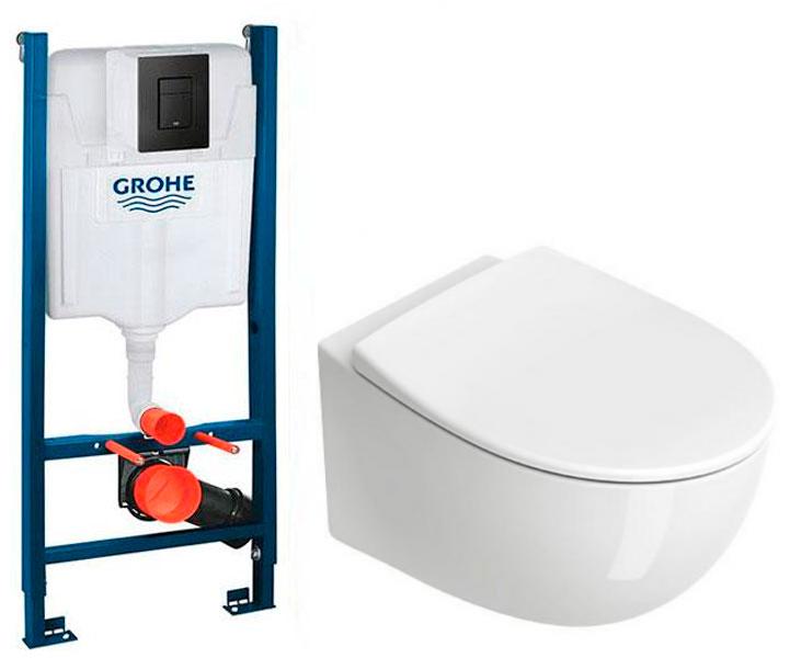 Catalano Italy newflush toiletpakke inkl. sæde m/softclose, cisterne og mat sort betjening