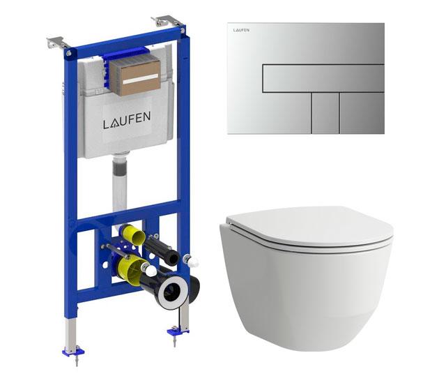 Laufen Pro Rimless toiletpakke inkl. sæde m/soft-close, cisterne og krom betjening