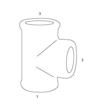 GF sort T-stykke - Muffe - 3/4" - 1/4" - 3/4"