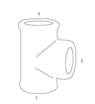 GF sort T-stykke - Muffe - 2" - 1 1/4" - 2"