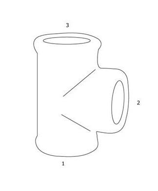 GF sort T-stykke - Muffe - 1 1/4" - 1" - 3/4"