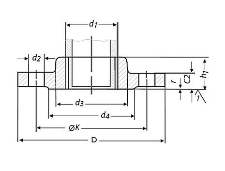 Galvaniseret stålflange m/huller - 1/2"