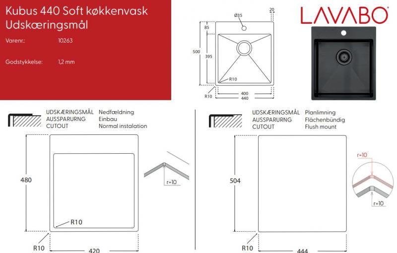 Lavabo Kubus 440 Soft køkkenvask - Shadow