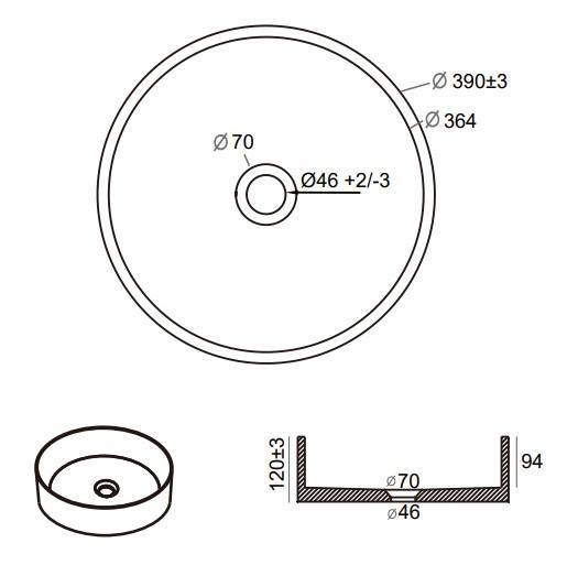 Hafa Circle Ø36 fritstående bowlevask - Uden overløb - Terrazzo