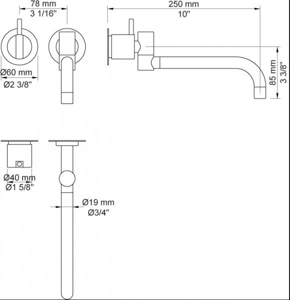 Vola 131 håndvaskbatteri - Messing natur