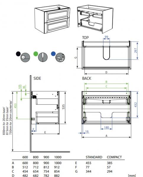 Hafa Grace Compact 60 underskab - Antracit rammefront