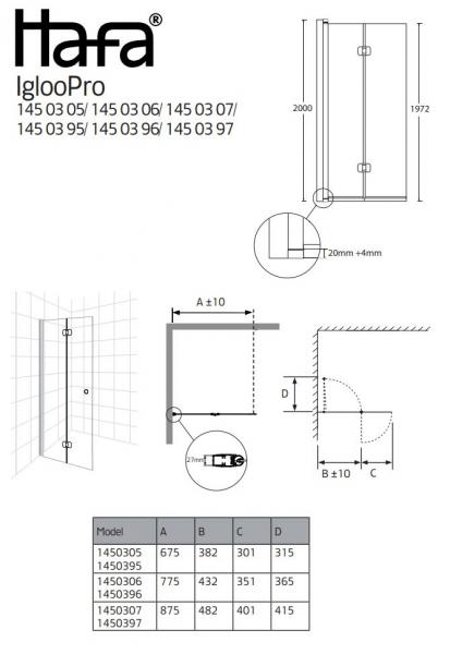 Hafa Igloo Pro foldedør - Klar glas/mat sort - 80 cm