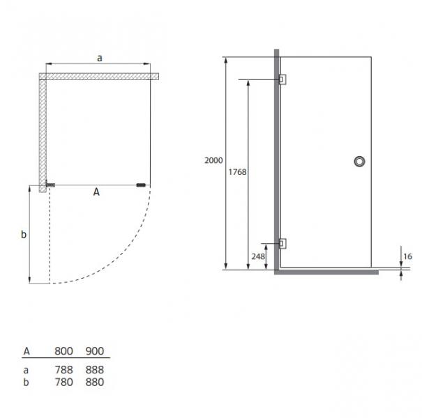 Hafa Infinity brusedør 80 - Messing