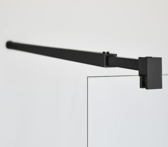 Hafa Infinity brusevæg - Klar glas - Mat sort - 90 cm