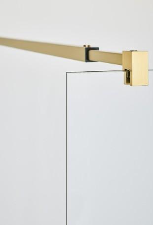 Hafa Infinity bruseniche m/fast væg - Klar glas - Messing - 90x90 cm