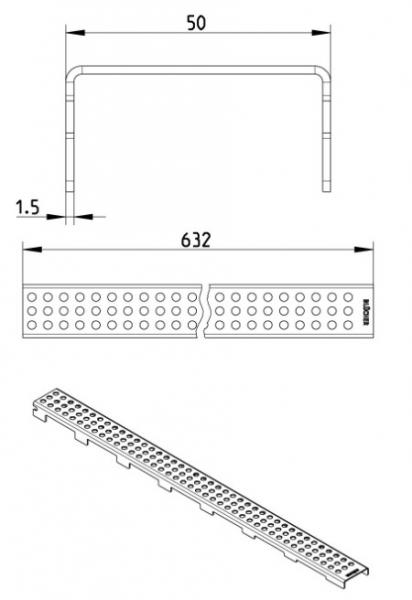 Blucher Waterline 700 mm afløb m/Vienna Line rist - Sort