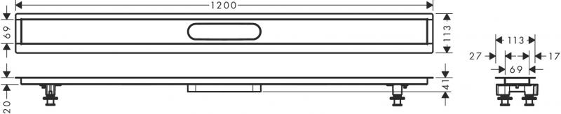 Hansgrohe RainDrain installationssæt - 120 cm