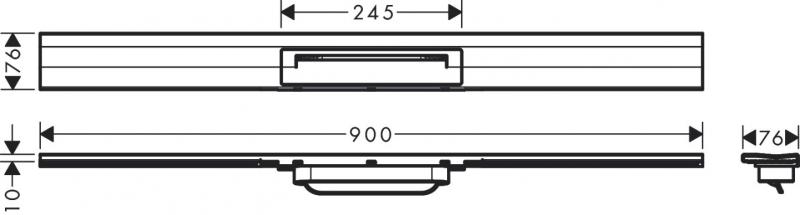 Hansgrohe RainDrain Flex kappesæt til bagvæg - 90 cm - Mat sort