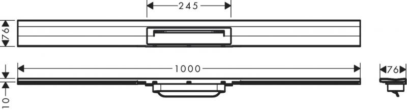 Hansgrohe RainDrain Flex til bagvæg - 100 cm - Mat sort