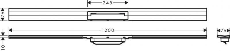 Hansgrohe RainDrain Flex til bagvæg - 120 cm - Mat sort