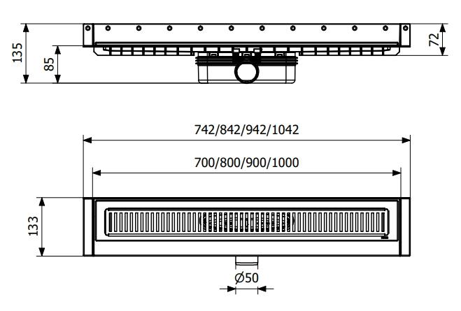 Purus Line sampak 1000 mm Ø50 vandret lav med vandlås Purus Line sampak 1000 mm Ø50 vandret lav med vandlås