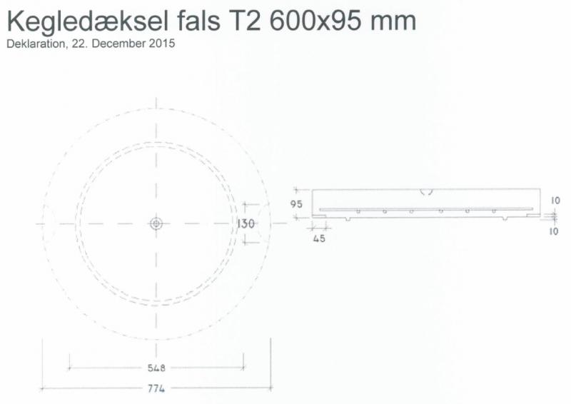 IBF 600 mm dæksel m/ armering t/ kegle - Beton