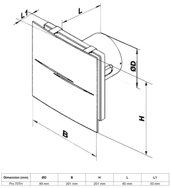 Duka Pro 70 Ventilator Standard Ø100 mm, Hvid
