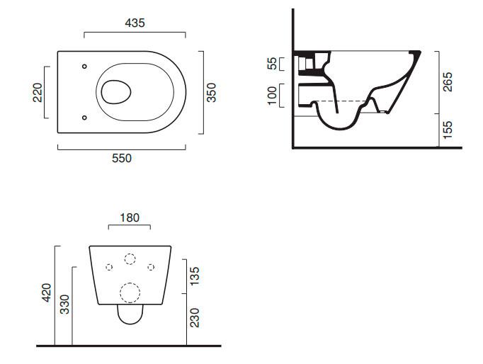 Catalano Zero 55 vægtoilet m/Newflush, rimless og Cataglaze+ - Mat hvid