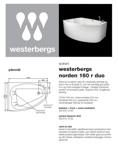 Westerbergs Norden 160r duo badekar 2.0+front+ocean batteri