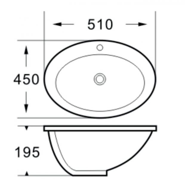 Lavabo Gino porcelænsvask t/nedfældning - Mat hvid