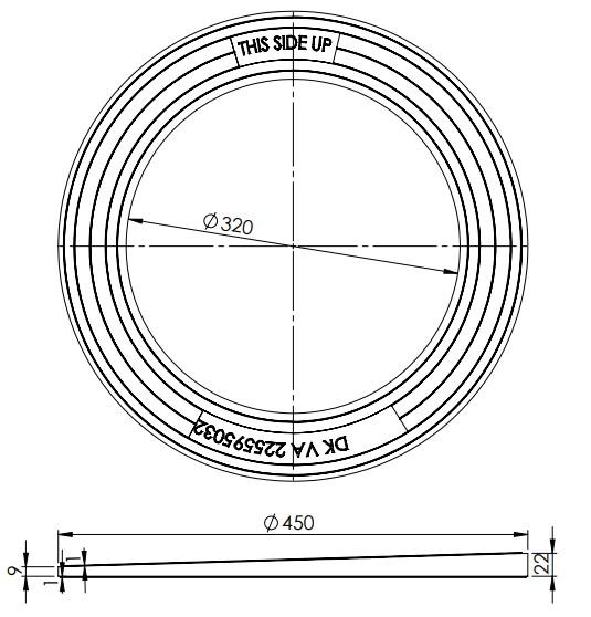 Lauridsen 315 x 9/22 mm topring til kegle skr&aring;
