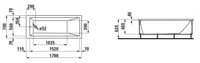 Laufen Pro Badekar 1700 x 700