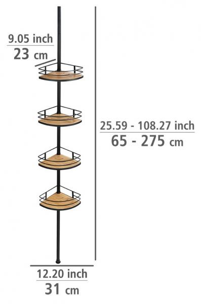 Wenko Dolcedo teleskopisk hjørnehylde til bad - Mat sort - Skruefri