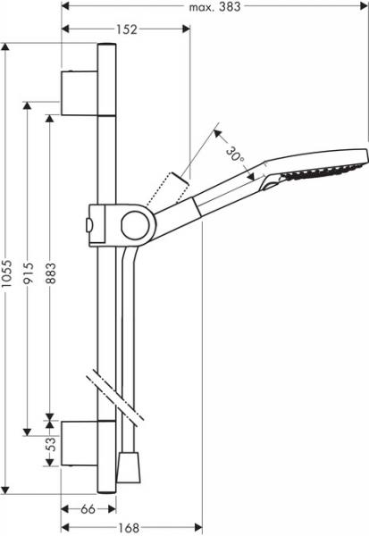 Hansgrohe Axor Uno brusesæt 90 cm m/ 3 jet håndbruser - Børstet rødguld