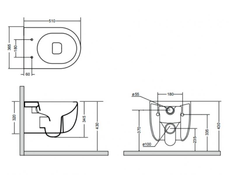 Lavabo Glomp rimless væghængt toilet - Mat grå