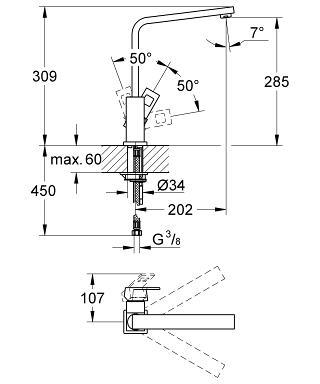 Grohe Eurocube køkkenarmatur - Supersteel