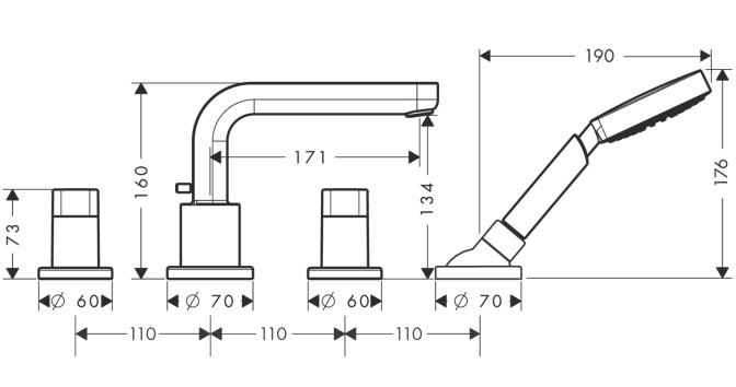 Outlet - Hansgrohe Metris S 4-huls armatur til karkant