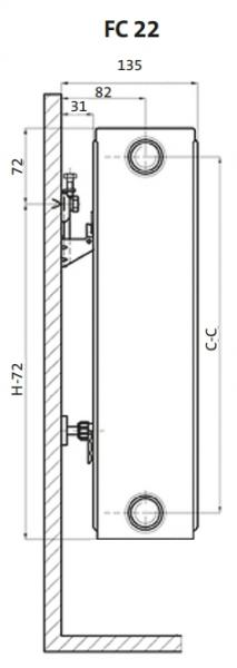 Purmo Plan Compact FC 22 radiator - H400 x 2300 mm