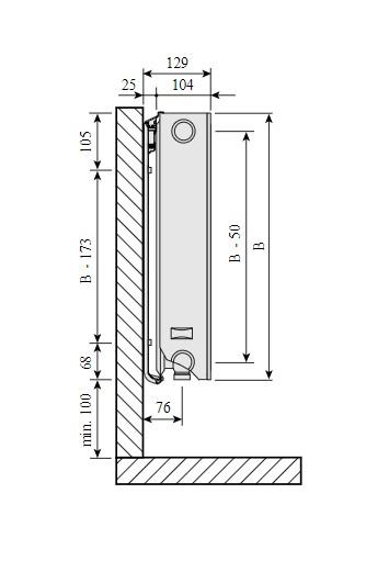 Purmo Ramo Ventil compact CV22 600-1200mm - 30 kvm