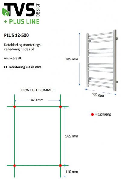 TVS Plus 12 håndklædetørrer 50x78,5 cm - Poleret messing/Guld