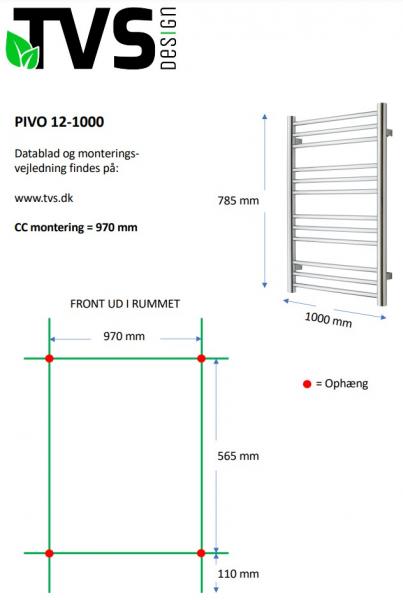 TVS Pivo 12 håndklædetørrer - 100x78,5 cm - Hvid